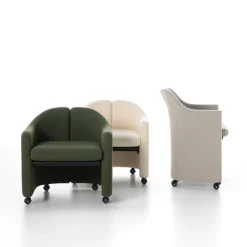 Tecno Spa Office Chairs<PS142 Low Green Armchair by Eugenio Gerli