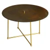 Renzo Serafini Coffee Tables<Quattro/quarti Round Brown Steel Coffee Table with LED Light