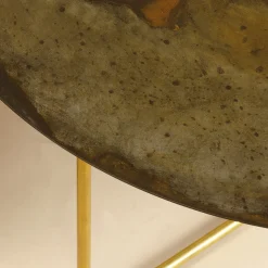 Renzo Serafini Coffee Tables<Quattro/quarti Round Brown Steel Coffee Table with LED Light