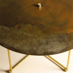 Renzo Serafini Coffee Tables<Quattro/quarti Round Brown Steel Coffee Table with LED Light