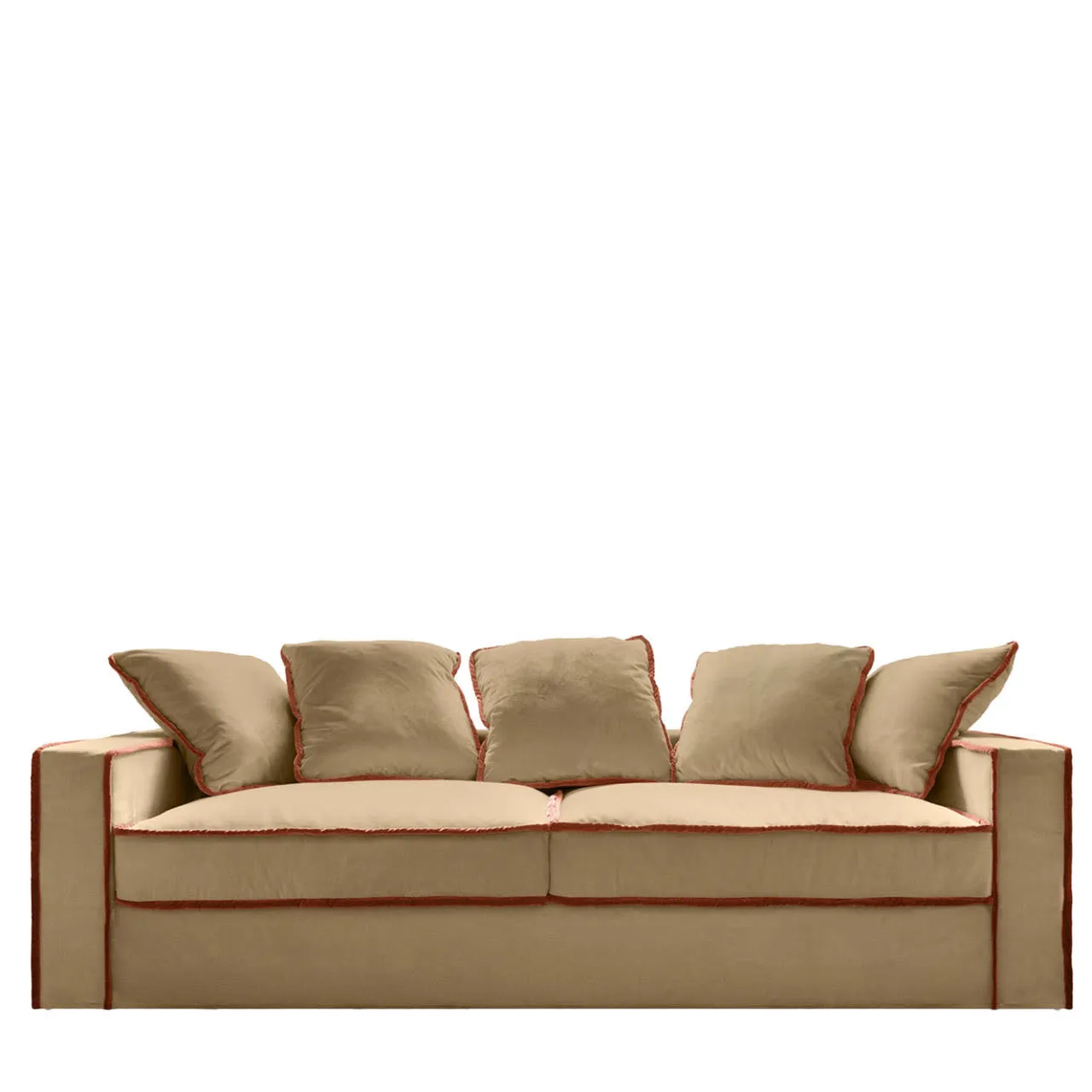 Biosofa Sofas<Rafaella Bio Beige & Orange Velvet 3 Seater Sofa