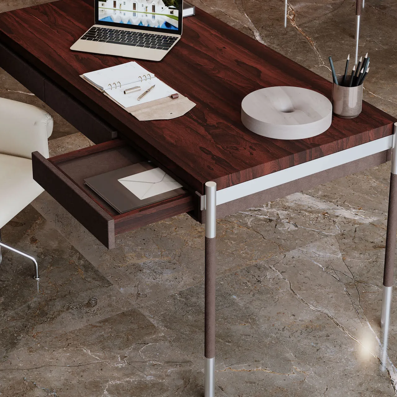 Disegnopiù Desk & Writing Tables<Ragion Olive-Wood Desk by Michael Schoeller