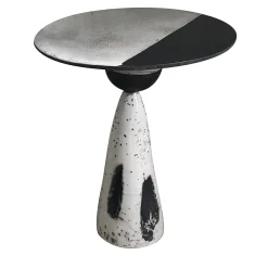 LDB Ceramiche Side Tables<Raku Ceramic Black & White Side Table #2