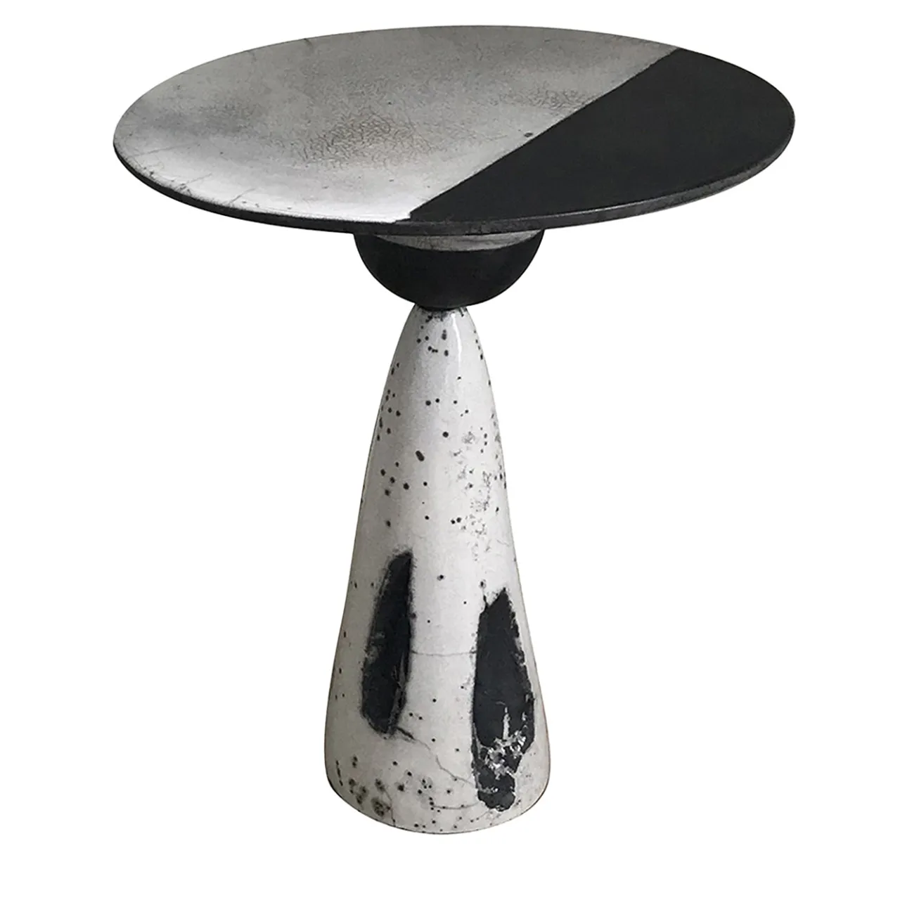 LDB Ceramiche Side Tables<Raku Ceramic Black & White Side Table #2