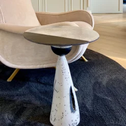 LDB Ceramiche Side Tables<Raku Ceramic Black & White Side Table #2