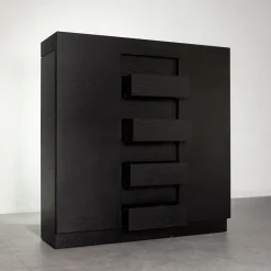 Paolo Pallucco Cabinets<Rastrero Black Lacquered Oak Cabinet