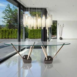 VGnewtrend Dining Tables<Rays Glass Top Dining Table