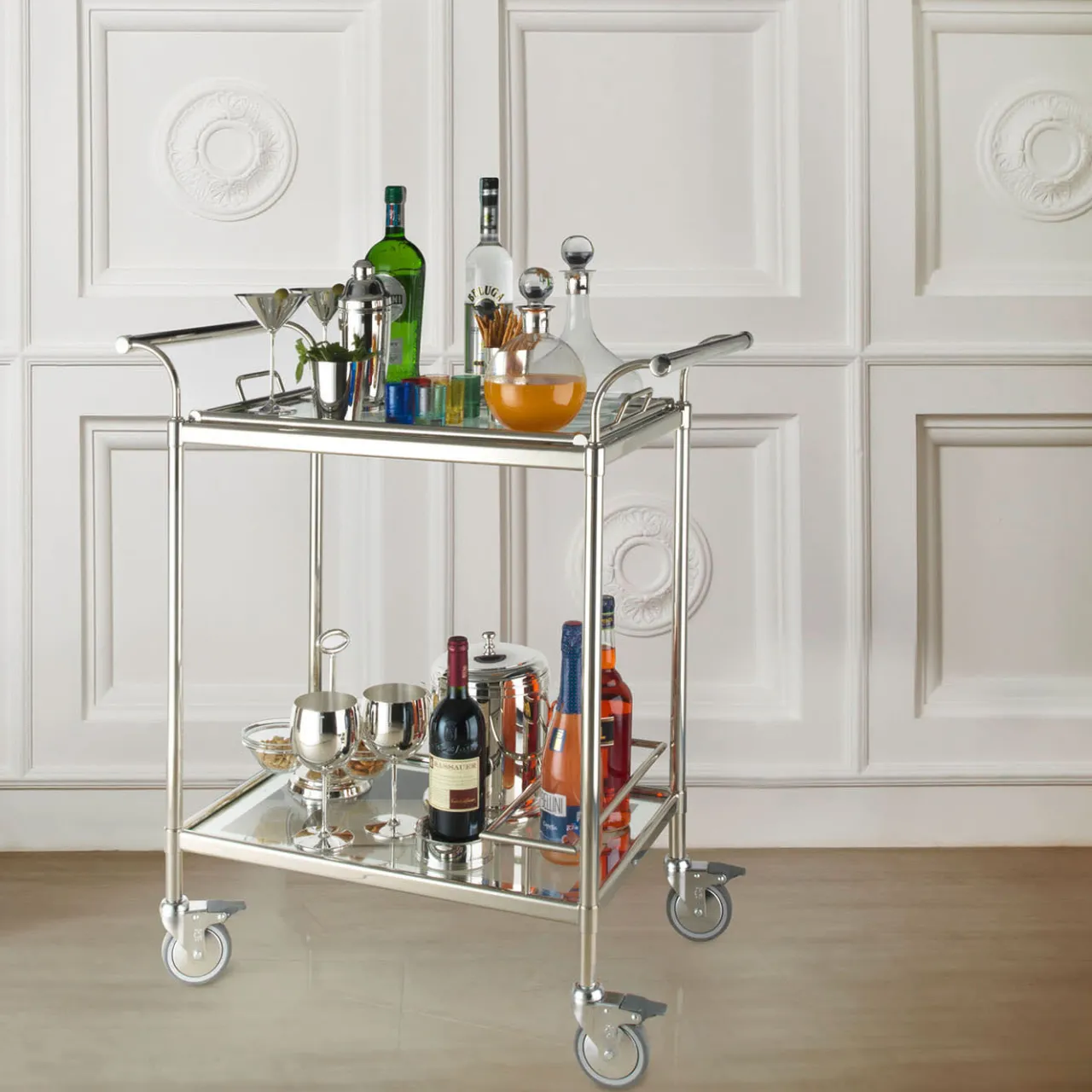 Greggio Serving Tables<Rectangular Trolley with Removable Tray