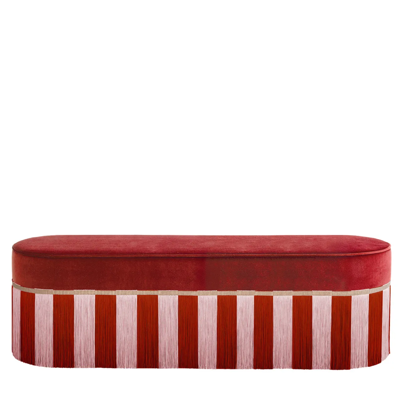 Lorenza Bozzoli Couture Benches<red velvet with two-tone fringes bench