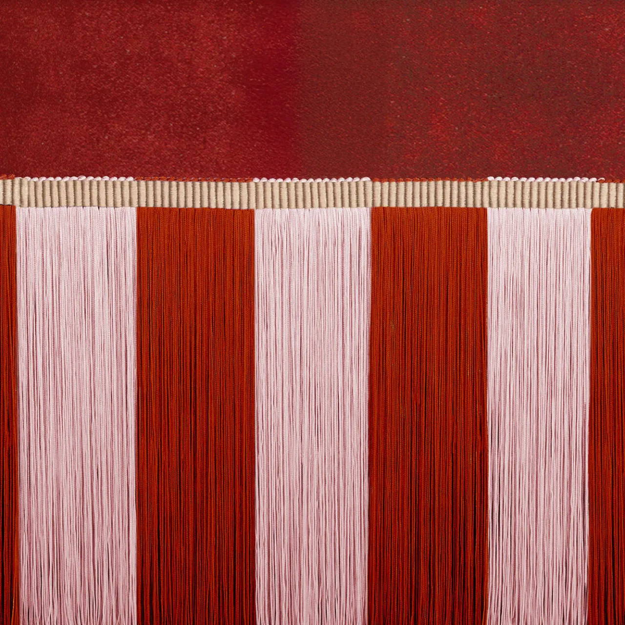 Lorenza Bozzoli Couture Benches<red velvet with two-tone fringes bench