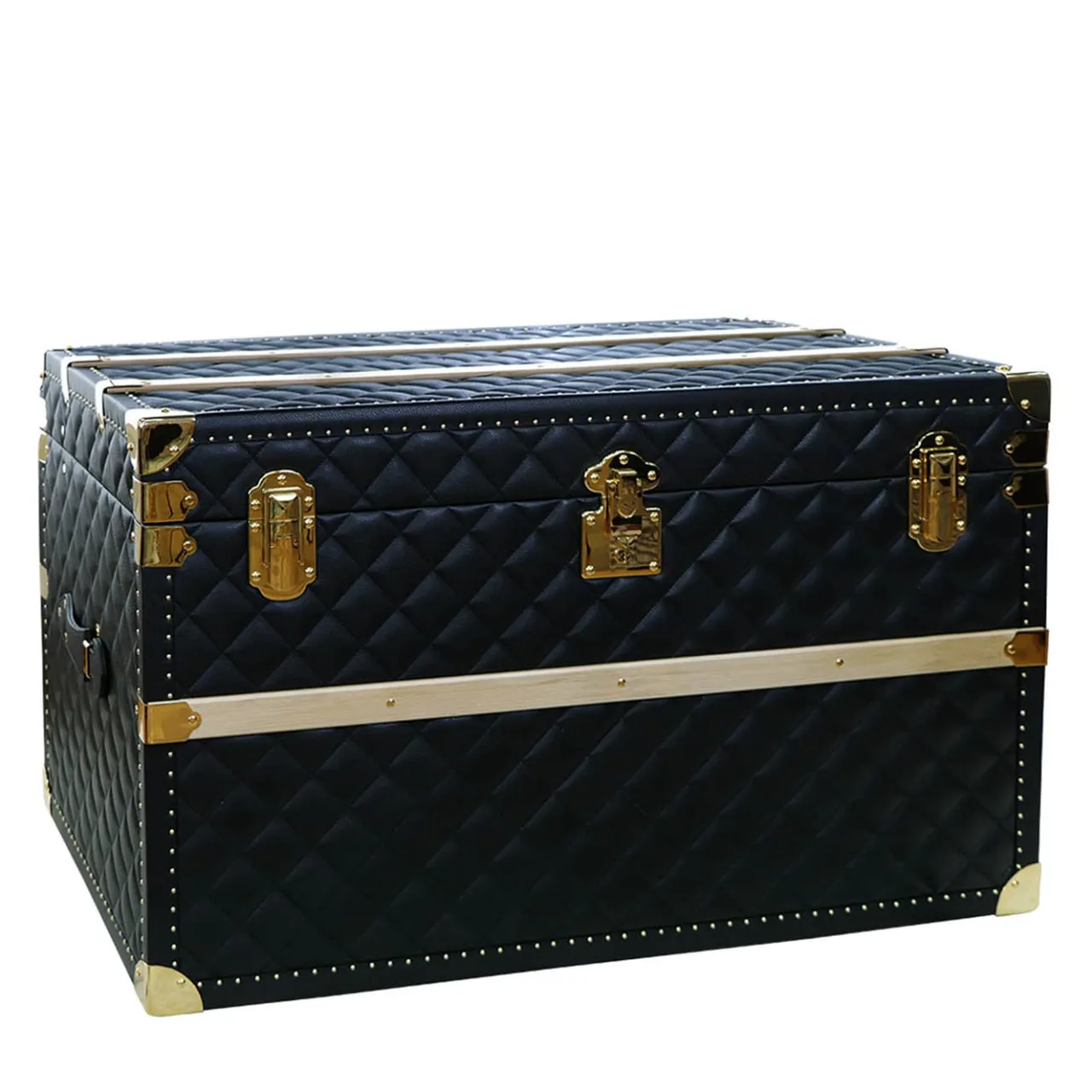 Terrida Trunks<Regale Quilted Blue & Gold Leather Trunk