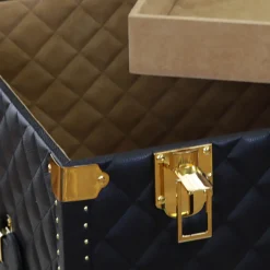 Terrida Trunks<Regale Quilted Blue & Gold Leather Trunk