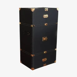Terrida Trunks<Regale Wheeled Black & Gold Steamer Bar Trunk