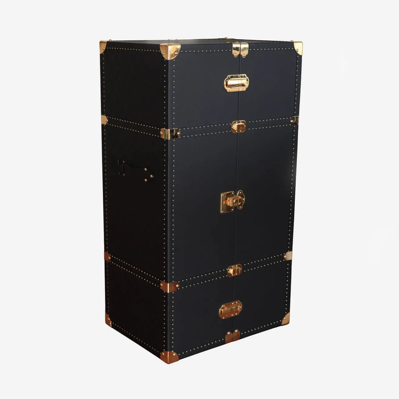Terrida Trunks<Regale Wheeled Black & Gold Steamer Bar Trunk