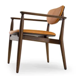 Borzalino Lounge Chairs<Regina Light Brown Oak Lounge Chair with Leather Upholstery