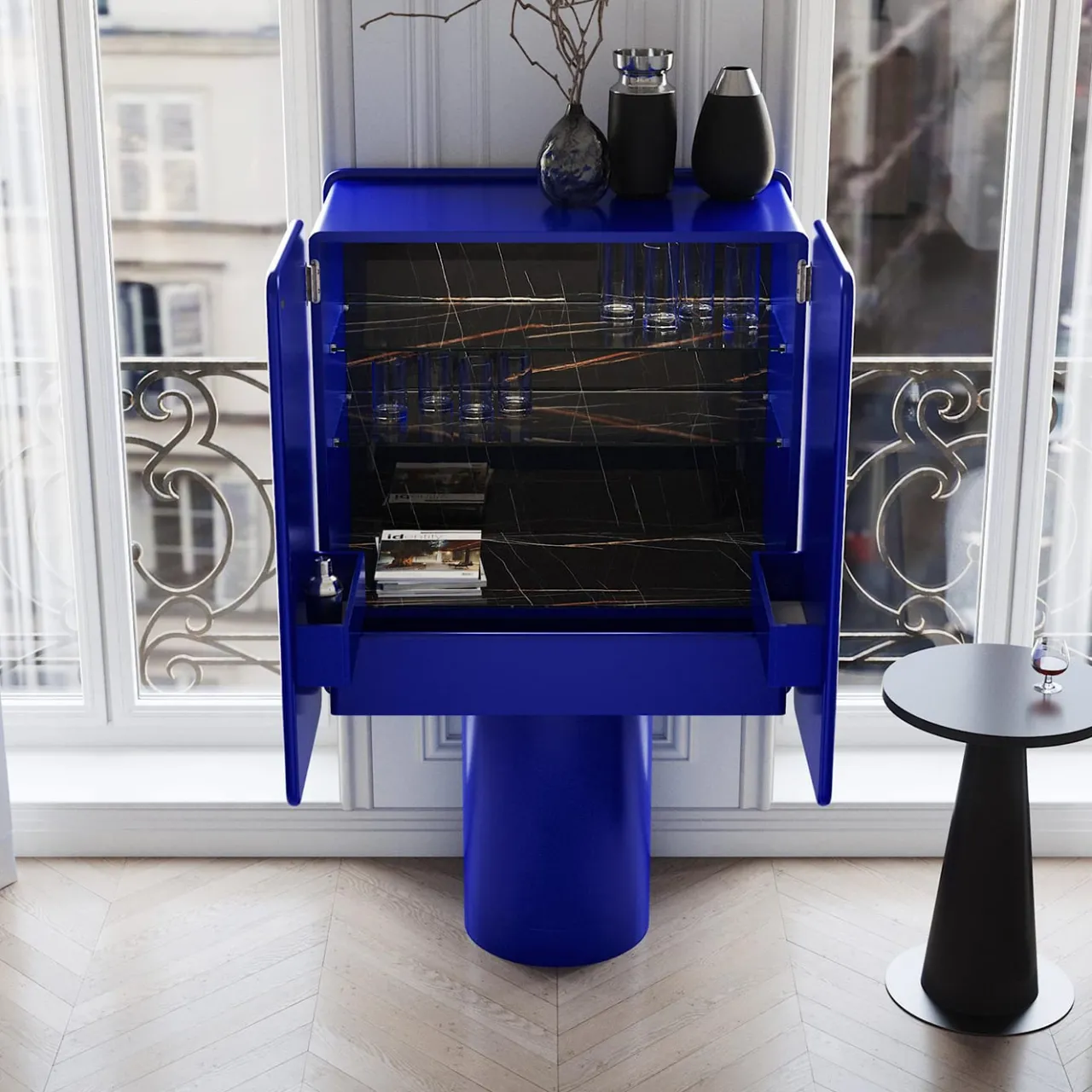 Ultramobili Bar Cabinets<Regis 2-Door Ultramarine-Blue Bar Cabinet