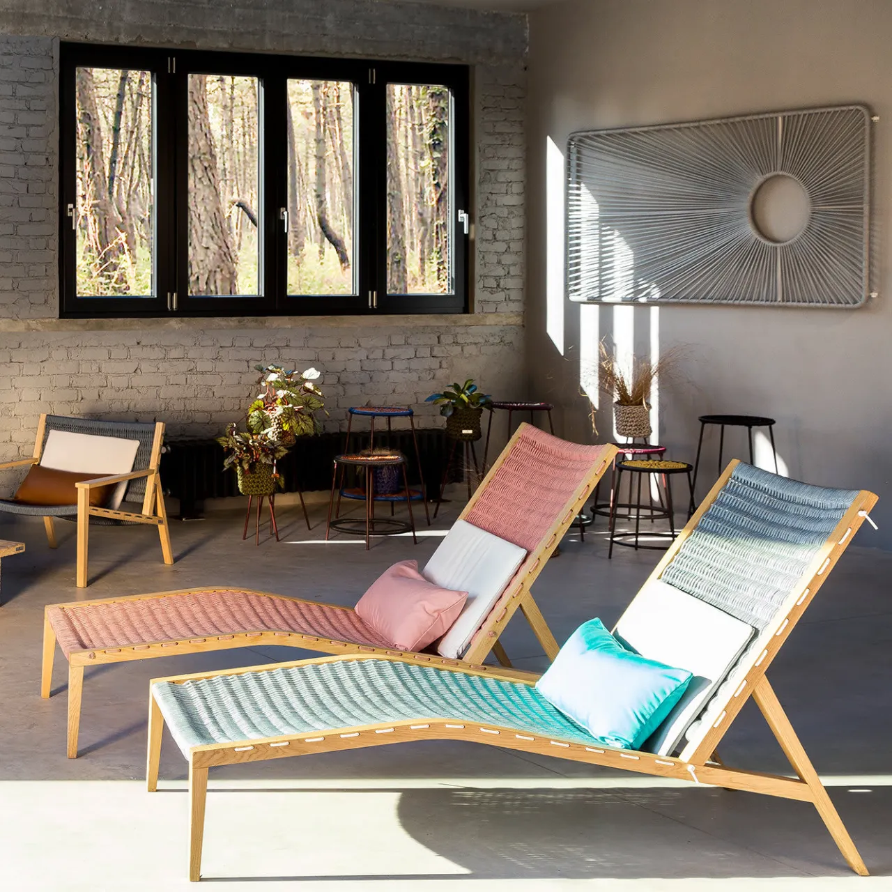 Impagliando Chaises<Regular Light Blue Lounger