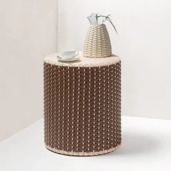 Giobagnara Stools<Renoir Leather & Rattan Stool/Side Table