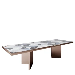 Visionnaire Dining Tables<Revenge Bronze Metal With Blue And White Mosaic Top Dining Table
