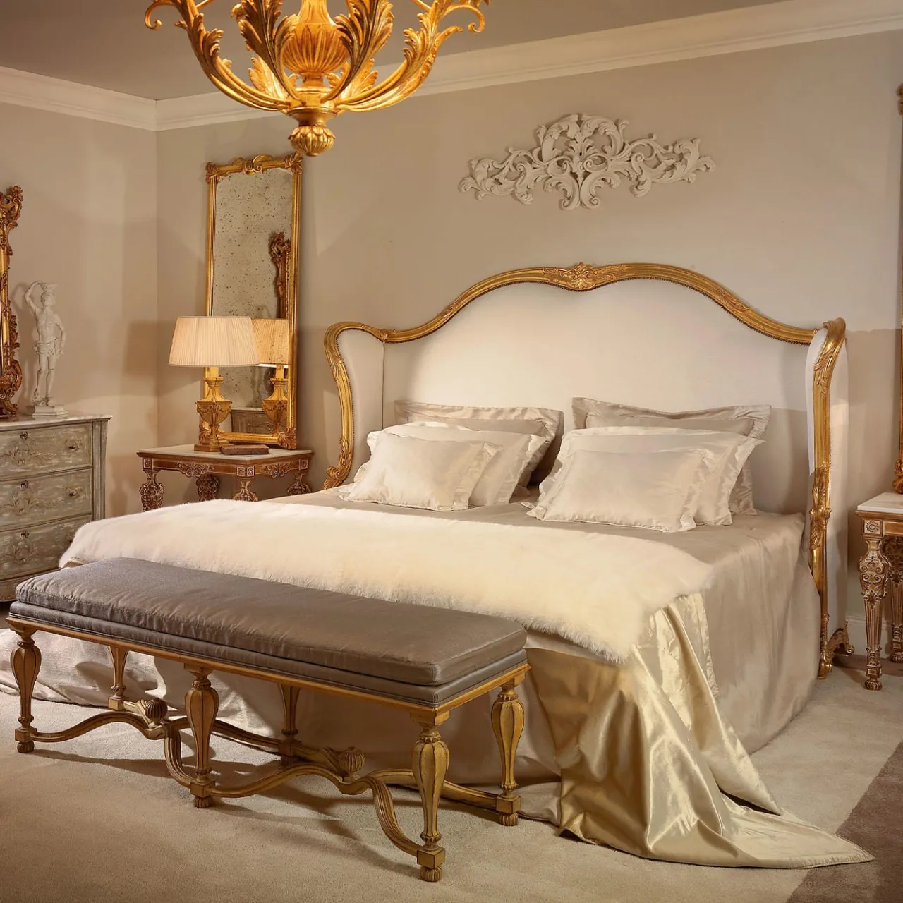 Roberto Giovannini Beds<Rialto White & Gold Bed