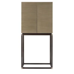 Armani Casa Bar Cabinets<Riesling Bar Cabinet Brass Carved Liquid Metal