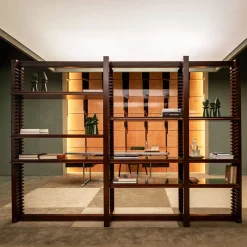 Fratelli Boffi Bookcases<Ritmica Modular Brown Wood Bookcase by Storagemilano