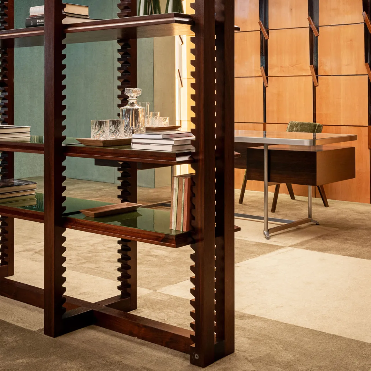 Fratelli Boffi Bookcases<Ritmica Modular Brown Wood Bookcase by Storagemilano