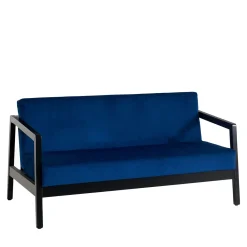 Morello Gianpaolo Sofas<Riva Blue-Fabric & Black Wood Sofa