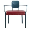 Da A Lounge Chairs<Rock4 Blue Lounge Armchair with Red Leather Seat by Marc Sadler