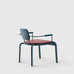 Da A Lounge Chairs<Rock4 Blue Lounge Armchair with Red Leather Seat by Marc Sadler