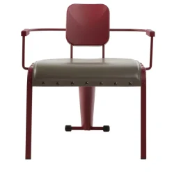 Da A Lounge Chairs<Rock Red Lounge Chair with Gray Leather Seat by Marc Sadler