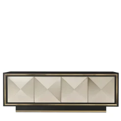 Isabella Costantini Sideboards Buffets<Roland Beige Wood And Brass 4-Door Sideboard