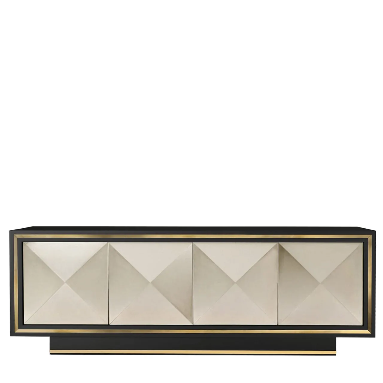 Isabella Costantini Sideboards Buffets<Roland Beige Wood And Brass 4-Door Sideboard