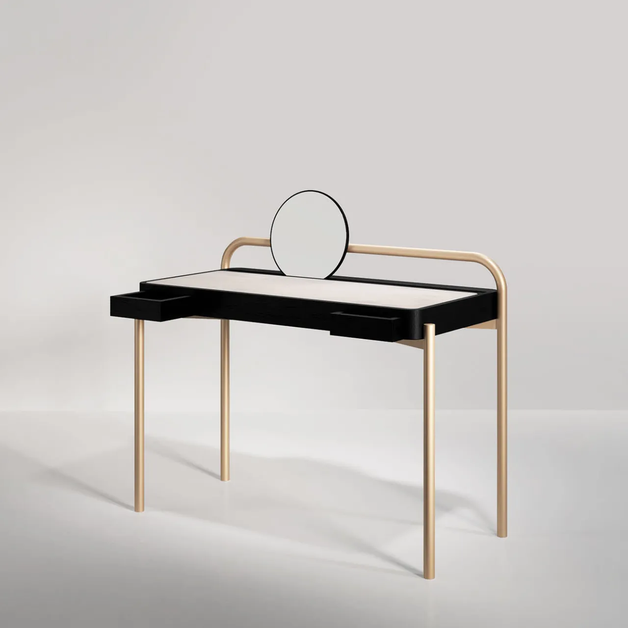 Secolo Vanities<Roll Carrara marble and walnut wood desk