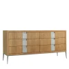LCI_DECORA Dressers<Roma 6-Drawer Brown Dresser with Chrome Base