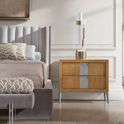 LCI_DECORA Nightstands<Roma 2-Drawers Brown Cherry Wood Nightstand