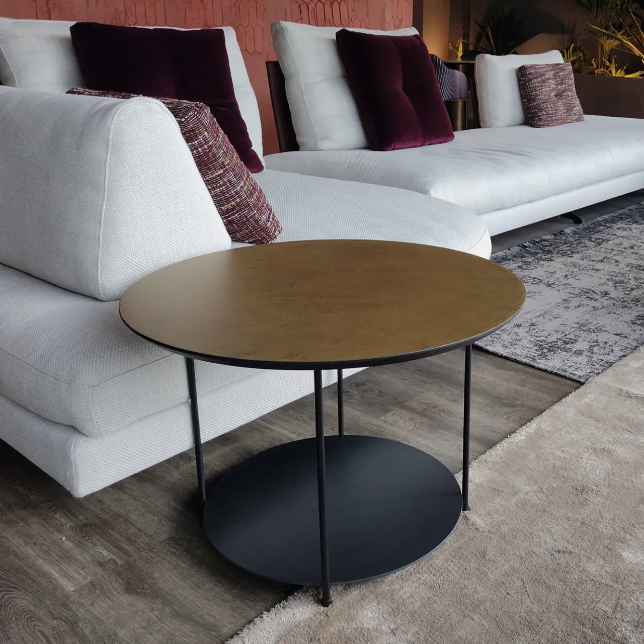 Disain 1971 Side Tables<Roma Medium Round Coffee Table With Bronze Spatulated Resin Top