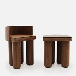 studiointervallo Stools<Roma Oak Wood Stool With Backrest