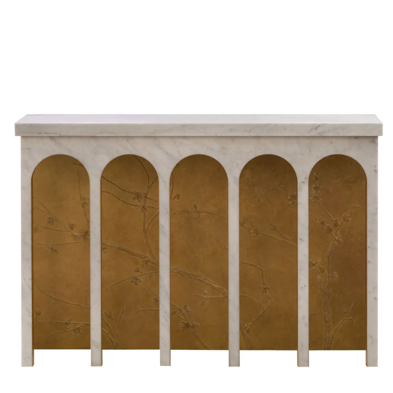 CG Capelletti Consoles<Roman Empire White Carrara & Gold-Leaf Console