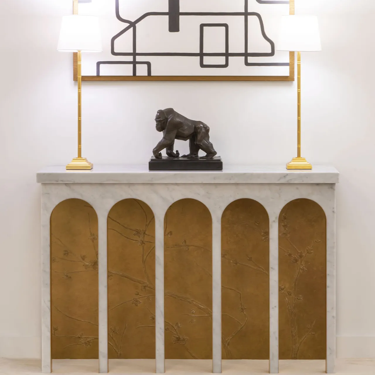 CG Capelletti Consoles<Roman Empire White Carrara & Gold-Leaf Console