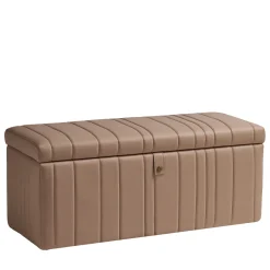 Bedding Atelier Ottomans & Poufs<Roses Pink Leather Storage Bench