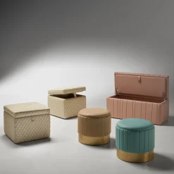 Bedding Atelier Ottomans & Poufs<Roses Pink Leather Storage Bench