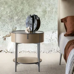 Alivar Nightstands<Round Bedside Table by Giuseppe Bavuso