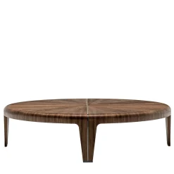 Giorgetti Coffee Tables<Round Canaletto Walnut Coffee Table with Metal Inlays