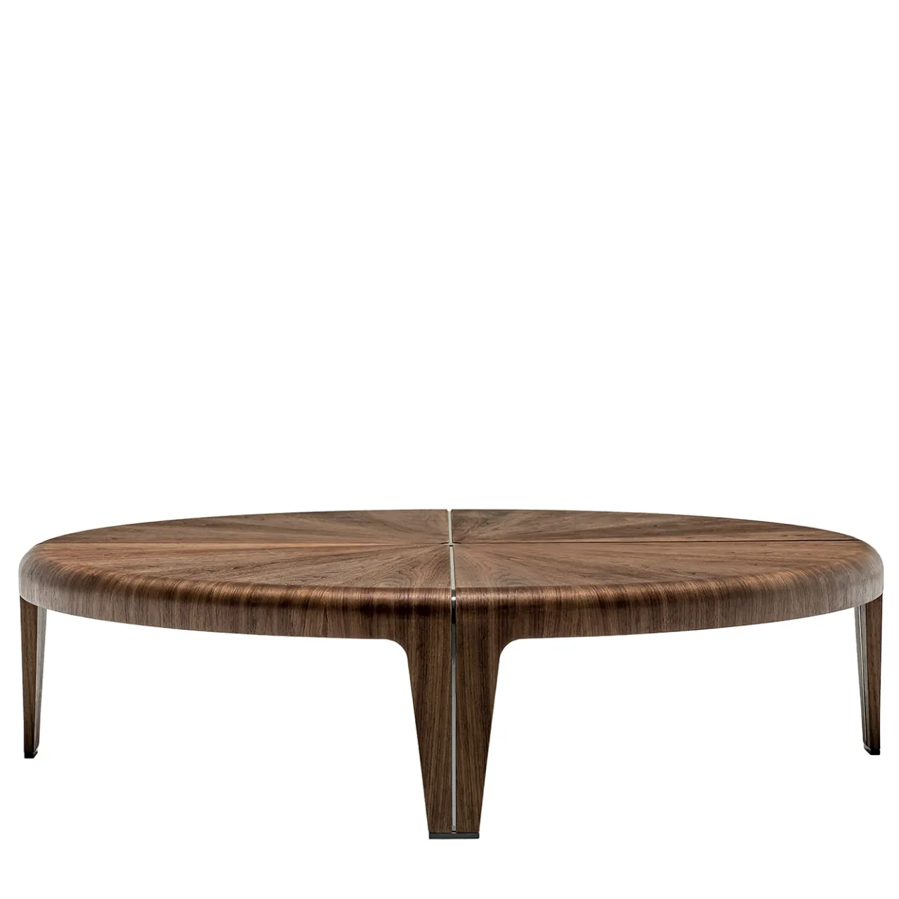 Giorgetti Coffee Tables<Round Canaletto Walnut Coffee Table with Metal Inlays