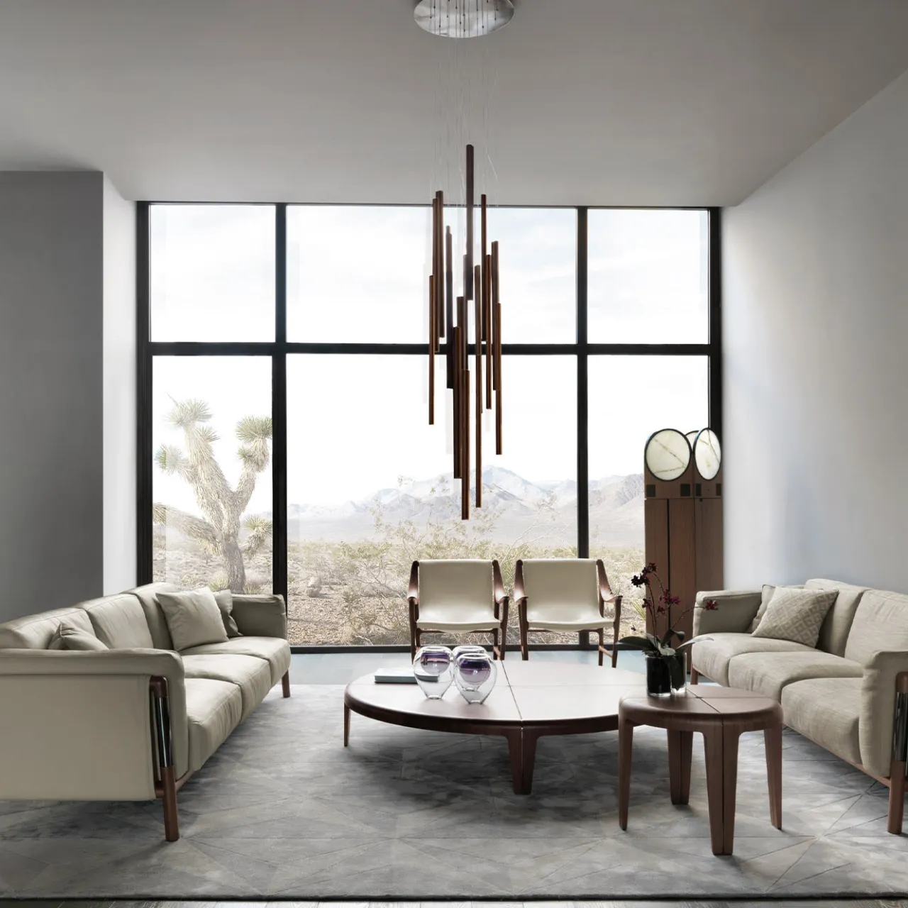 Giorgetti Coffee Tables<Round Canaletto Walnut Coffee Table with Metal Inlays
