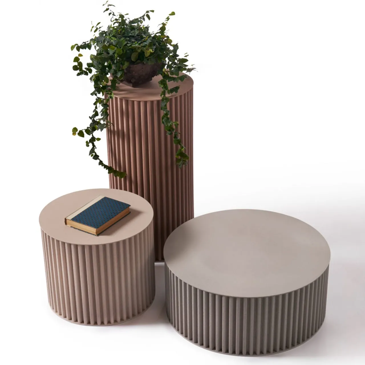 Opinion Ciatti Side Tables<Round Corkcrete Taupe Aluminum Side Table #3