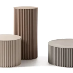 Opinion Ciatti Side Tables<Round Corkcrete Taupe Aluminum Side Table #3