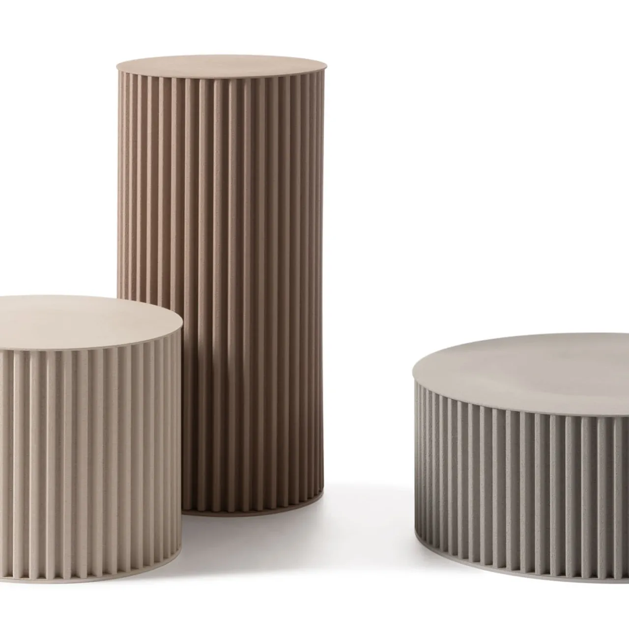 Opinion Ciatti Side Tables<Round Corkcrete Taupe Aluminum Side Table #3