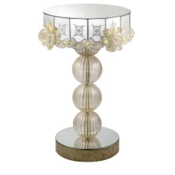 Barbini Coffee Tables<Round Glass Coffee Table with gold leaf